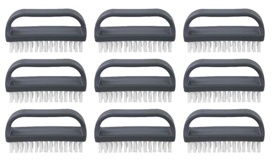 Superio Stiff Nail Brush for Cleaning Fingernails Small Scrub Brush with Handle, Cleaning Brushes for Hands, Toes, and Nails (Black, 9 Pack)