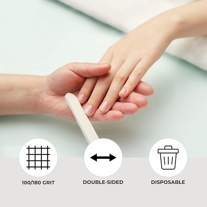 ForPro Professional Collection O-Files Foam Board, Double-Sided Manicure Nail File, 100/180 Grit, Individually-Wrapped, 6" L x .75" W, White, 100-Count