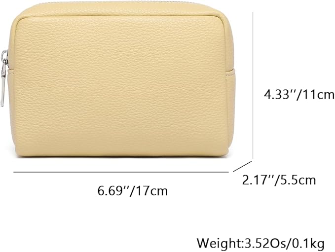 Makeup Bag Large Capacity Women's Classic Black Wash Bag Adjustable Partition Wash Brush and Cosmetic Carrying Bag (PU/Almond Yellow)