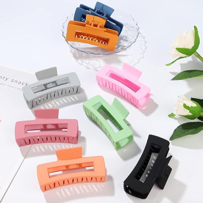 laxizar Hair Claw Clips 8 PCS 4.1 Inch Barrettes Rectangle Shape Clips Fashion Hair Clips