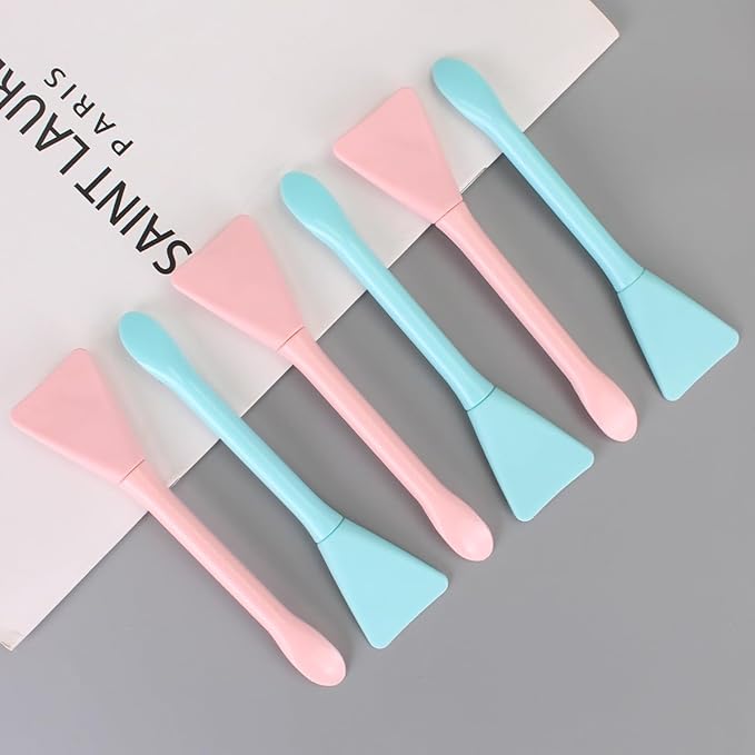 6 Pack Cosmetic Spatula, Small Silicone Applicator Face Brush for Skin Treatment DIY Facial Mud, Gel, Cream, Lotion, Powder, Clay, Plastic Scooper Extractor Tool for Mixing, Sampling, Waxing
