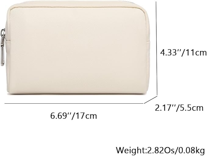 Waterproof Makeup Bag Large Capacity Women's Classic Black Wash Bag Adjustable Partition Wash Bag Brush and Cosmetic Carrying Bag… (Creamy White)