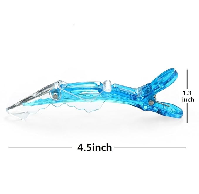 10pcs/set Multicolor Croc Clips Transparent Plastic Hairdresser Clip Hair Styling Sectioning Barrettes Non Slip Alligator Clip Salon DIY Accessories Hairpins for Women and Girls(10pcs-Blue)