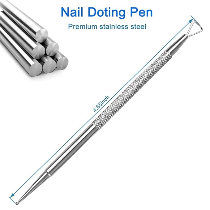 Manicure Kit for Women, 2-Piece Stainless Steel Nail Tools with Double-Ended Cuticle Pusher & Cuter, Gel Polish Remove Tool & Nail Dotter Pen for Nail Art, Home and Salon