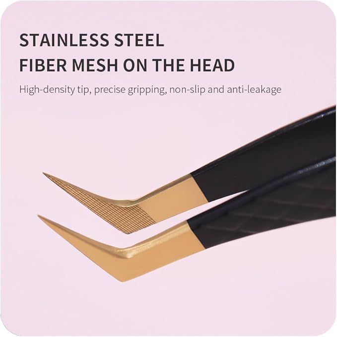ANNAFRIS Lash Tweezers for Eyelash Extensions,Precision Fiber Tip for Volume Eyelash Extensions,Lash Extension Tweezers for Easy Application and Removal-A07