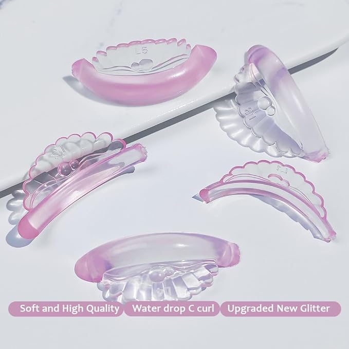 Libeauty Lash Lift Pads 10 Pcs/5 Sizes New Shell Shape Lash Lift Rods Reusable Silicon Lash Lift Shields DIY Use at Home or Salon Eyelash Lift Tools
