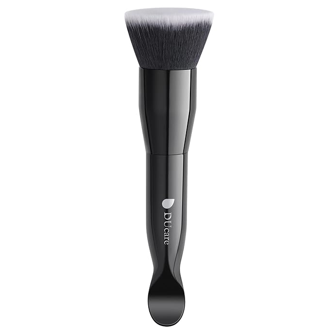 DUcare Foundation Brushes Flat Top Dual-Ended Kabuki Brush for Liquid, Cream and Powder Face Makeup With Handle