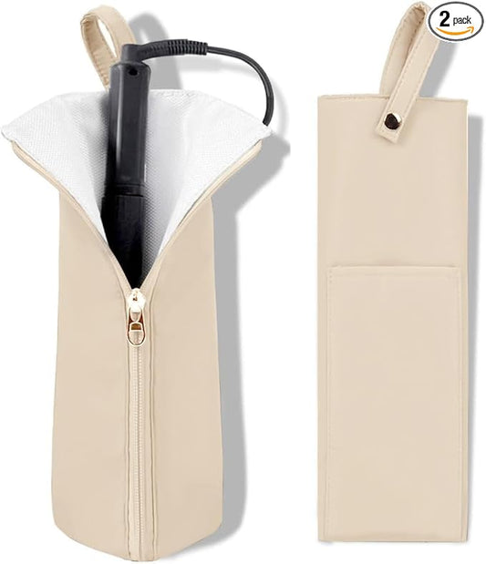Hot Iron Holder & Mat, Heat Resistant Travel Bag for Curling Iron, Flat Iron - Hair Tool Organizer for Home, Travel