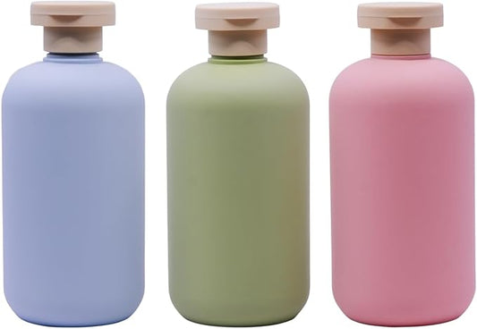3-Pack Leakproof Travel Bottles - 10 oz Squeeze Shampoo & Lotion Containers with Locking Flip Caps, Food Grade HDPE/PP, for Toiletries, Gym, Camping (Green, Blue, Pink)