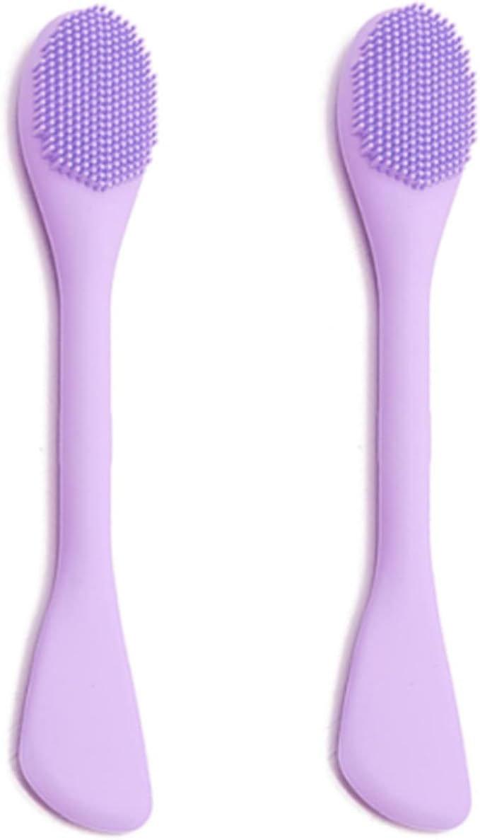 Silicone Cleansing Brush 2pcs(Purple),Mask Applicator and Skincare for Pore Cleansing，Exfoliating Face Scrubber,Makeup Removal Brush