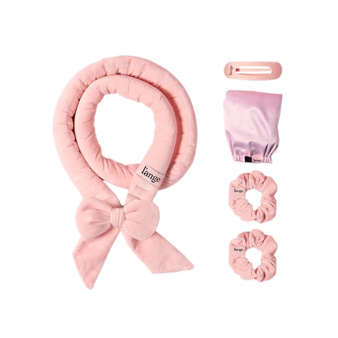 L'ANGE HAIR Velvet Heatless Curls Set | Soft Curling Rod with 2 Velvet Scrunchies & Adjustable Bonnet for Comfortable Overnight Curls | Heatless Styling Tool for All Hair Types | 5-Piece Set