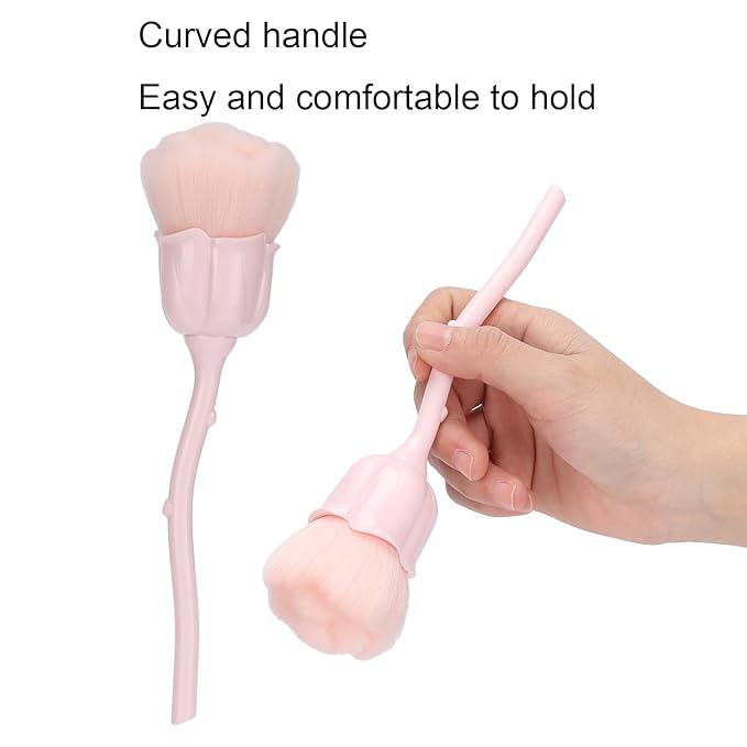 Nail Dust Brush Rose Shaped Elegant Nail Cleaning Dust Removal Makeup Loose Powder Blush Brush for Nail Salon and Household Use(08)