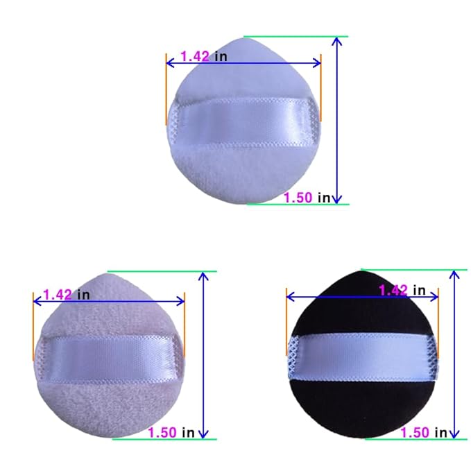 FADETTE Soft Microfiber Mini Powder Puff 12 Pcs - 1.5in Diameter x 1.42in Diameter Powder Pact Puff & Halo Glow Pinkie Puffs, Finger-sized, Small Puff For Applying Loose & Pressed Powders (white)