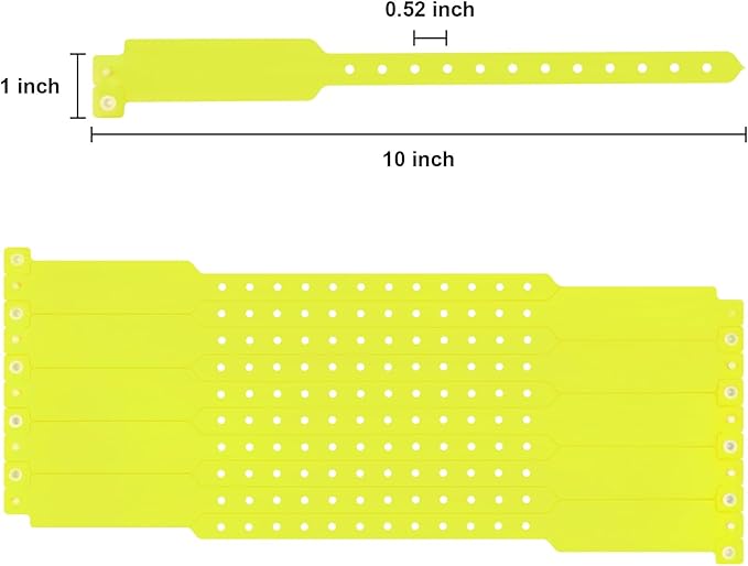 100pcs Colored Vinyl Wristbands, Waterproof & Security Wristbands for Events, Pool Parties & Outdoor Sports (Yellow)