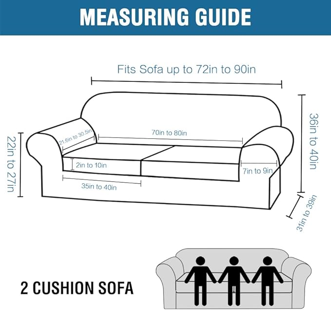 H.VERSAILTEX Real Velvet Plush 3 Piece Stretch Sofa Covers Couch Covers for 2 Cushion Couch Sofa Slipcovers Width Up to 90 Inch Feature Thick Soft Stay in Place (Large Sofa, Deep Teal)