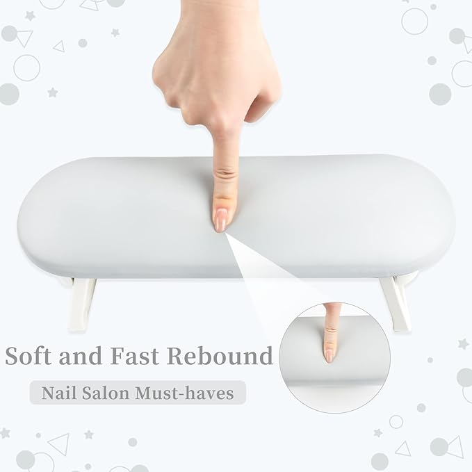 Nail Arm Rest Cushion, Professional Adjustable Nail Hand Rest Stand Arm Rest for Acrylic Nails Cushion Hand Holder, Hand Pillow Stand with PU Leather Soft High-Density Sponge, Manicure Nail Tool