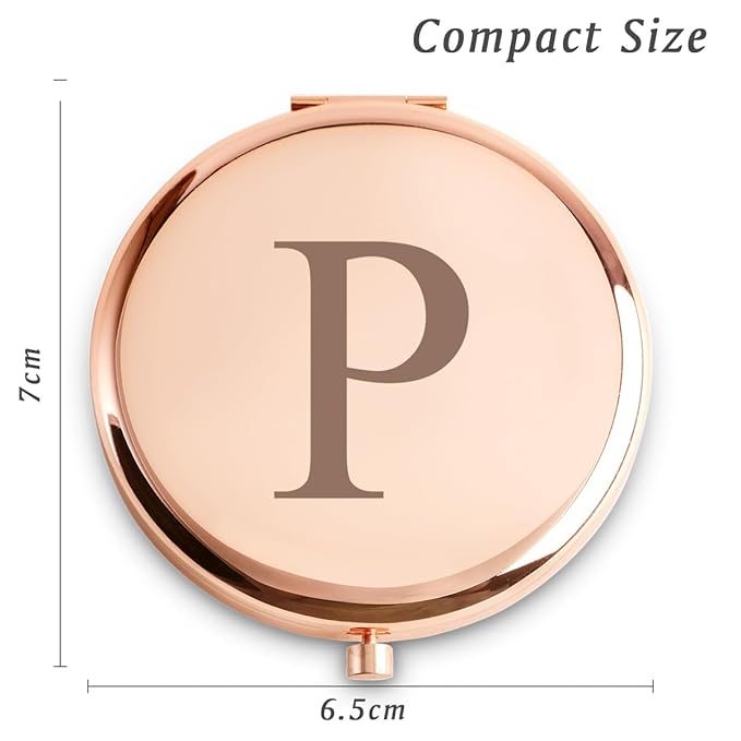 Personalized Gifts for Women Girls Her, Custom Gift for Adult Teen Kid, Initial Monogrammed Compact Mirror for Christmas, Secret Santa, Stocking Stuffers, Graduation, Birthday, Wedding