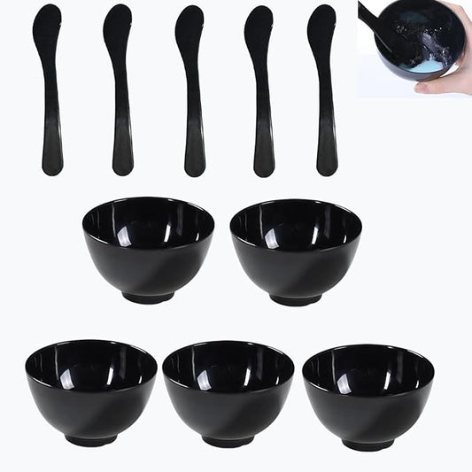 5 Pack Plastic Facial Mask Mixing Bowl, Mud Mask Mixing Bowl DIY Skin Care Mixing Tool Kit with Spatula - Cosmetic Beauty Tool for Home Salon
