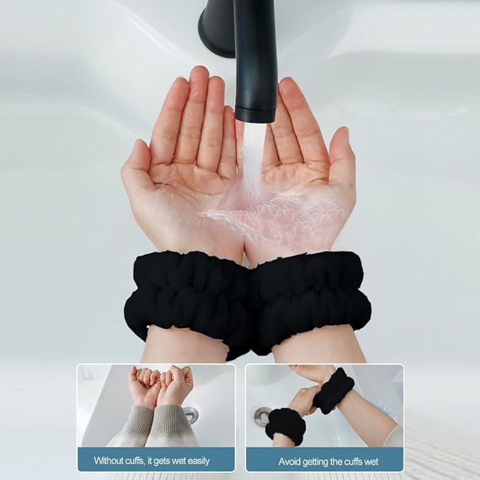 Wrist Towels for Washing Face for Women,Girls,Men, Microfiber Spa Wristbands Absorbent Face Washing Wristbands Prevent Liquid from Spilling