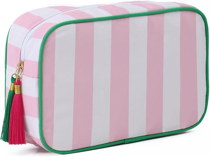 Makeup Bag Travel Cosmetic Bag Organizer Tassel Toiletry Bag Large Canvas Zipper Pouch Mahjong Tile Bag
