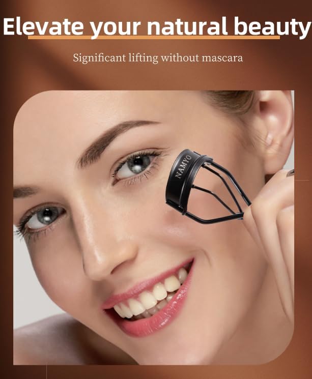 Premium Eyelash Curler Black Edition - Makeup Eyelash Tool with Lasting Lift. Holiday Gift Ready Packaging with Satin Bag. 10 Silicone Refill Pads. Travel Ready. Soft Grip.