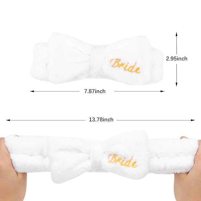 Semato Bachelorette Party Favor Set - Bride & Bridesmaid Spa Headbands (1 bride+ 7 Light coffee)
