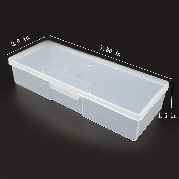 Manicure Tool Box, 8 Pieces Clear Box for Nail Tool, Transparent Personal Nail Box for Manicure, Plastic Nail Art Tool Box Storage Organizer Case Container for Organizing (7.5x2.5x1.5 Inch)