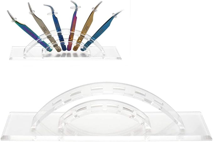 esowemsn 1PC 6 Holes Acrylic Tweezers Stand Holder Eyelash Extension Storage Rack Eyelash Tweezer Collecting Displaying Shelf Eyelashes Extension Supplies Accessories