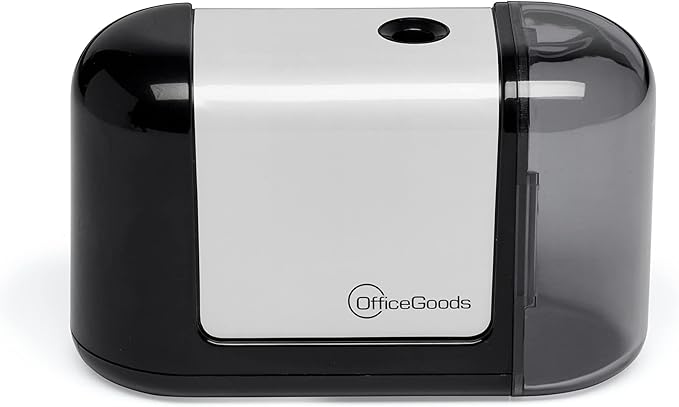 OfficeGoods Mini-Pro Electric Pencil Sharpener - Cordless Portable Sharpener - Battery Operated - Compact & Powerful for Home, Office & School - Black