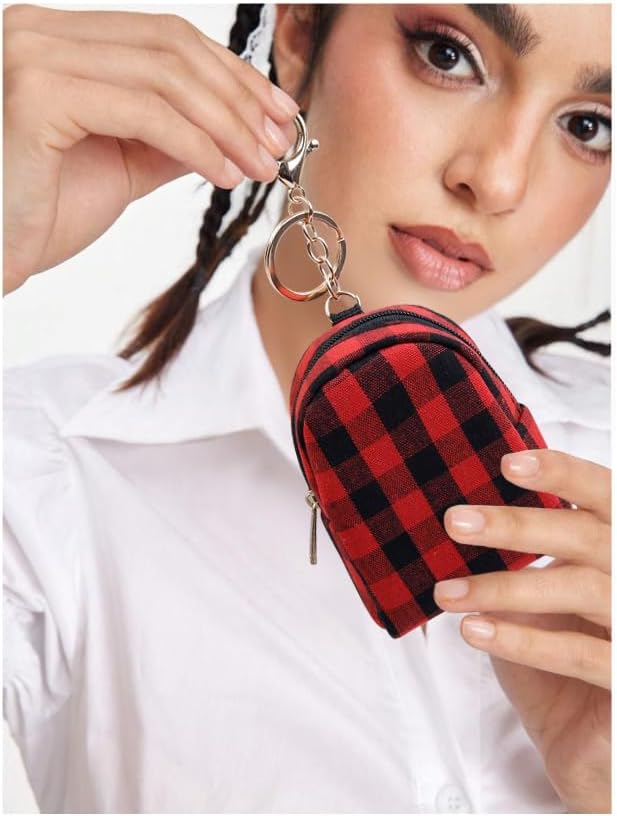 4Pcs Mini Backpack Keychain,Cute Cosmetic Bag for Women,PU Leather Makeup Bag Key Pocket Lipstick Bag Card Holder Data Cable Organizer Zipper Pouch (Christmas Series)