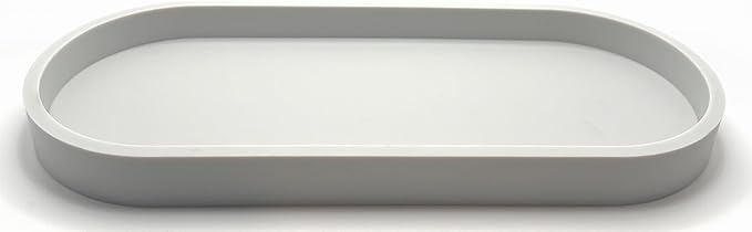 Happitasa Premium 12” x 5” Silicone Vanity Tray | Sink and Surface Organizer with Sturdy Non-Slip Base | Heat Safe, Dishwasher Safe (Light Grey)