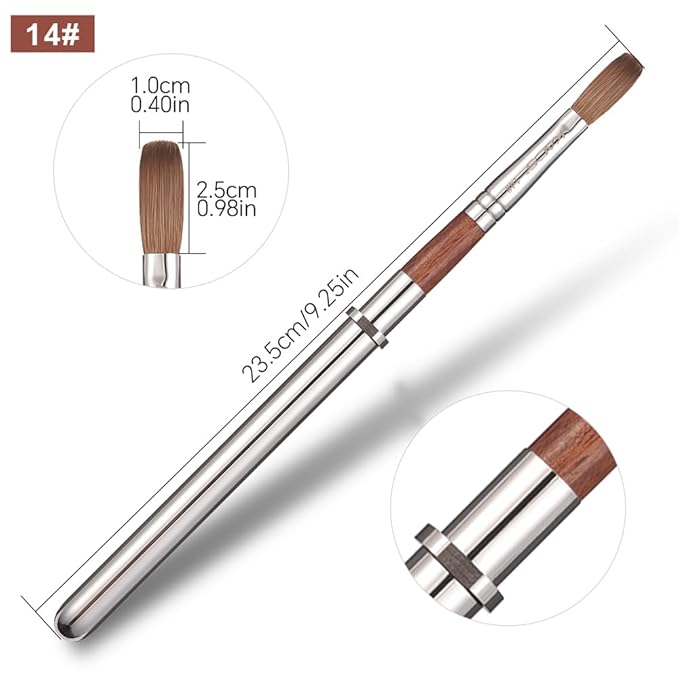 KADS Acrylic Nail Brush with Penholder Nail Brush for Acrylic Application-Oval Shaped Powder Nail Design Tools for Professional Manicure DIY Home Salon (14#)