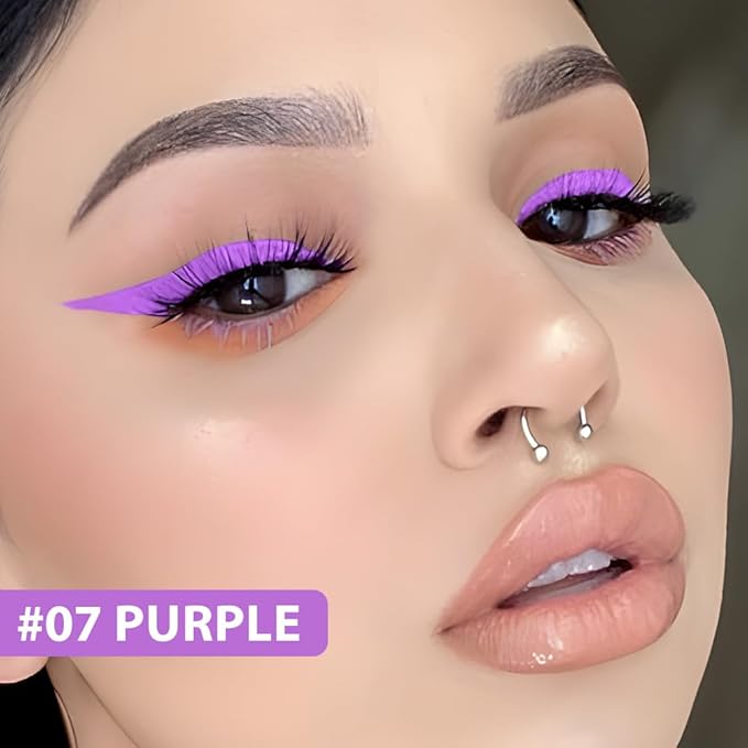 evpct 3Pcs Blue Dark Green Purple Waterproof Colored Eyeliner Liquid Eye Liner Set Long Lasiting Fine Speed Dry Liquid Eyeliner lapiz delineador de ojos contra el agua blanco para ojos de colores