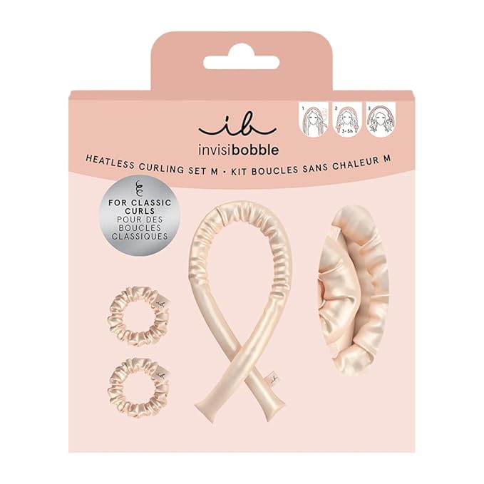 invisibobble Heatless Curl Set - No Heat Curlers With Velvet Band for Overnight Use - Hair Curler for Heat-Free Bouncy, Natural Waves on Medium to Long Hair