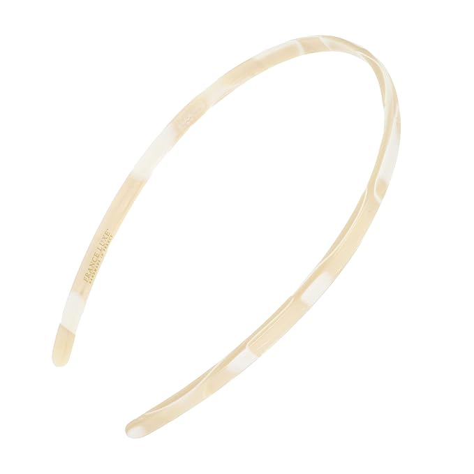 France Luxe Ultracomfort Thin Headband, 1/4”, French Classic, Non Slip Skinny Headbands for Women With Gentle Teeth, Flexible Plastic, Women's Hair Accessories, Marbled Ivory Alba