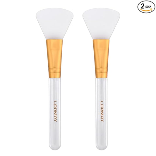 LORMAY Jelly Brush | 2 Pcs Silicone Face Mask Brushes | Mask Application Tool for Even Coverage | Skincare Enhancer | Durable Silicone | Easy to Clean | All Skin Types (Fan-shaped Head)