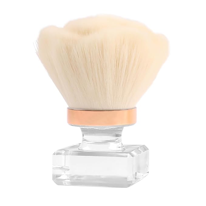 ANGNYA Dust Brush for Acrylic Nails - White Rose Soft Nail Art Powder Remover and Makeup Brush - Manicure Clean Up Tool