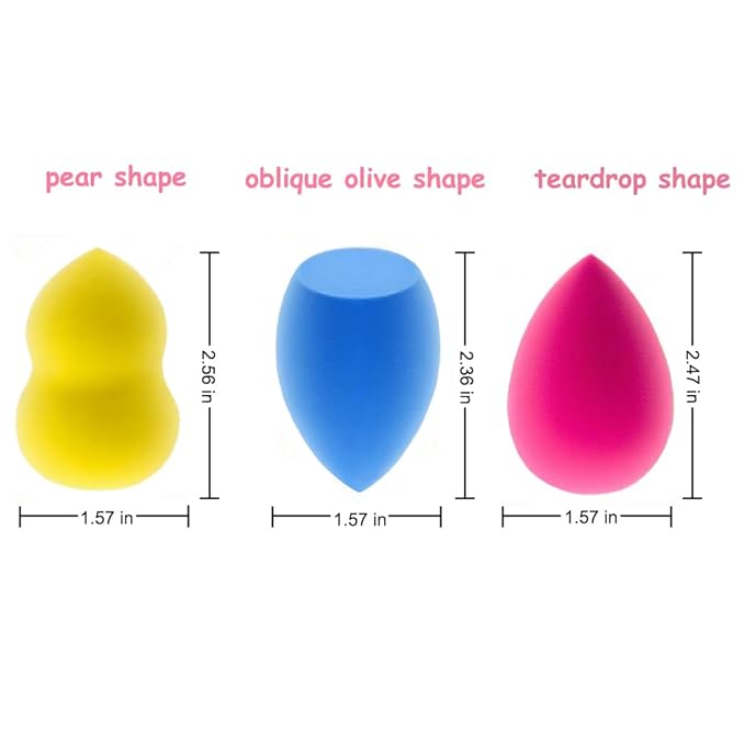 15 Pcs Makeup Sponges Set - 3 Shapes Multi-Colored Soft Cosmetic Sponges for Liquid, Cream & Powder Foundation, Concealer (Orange/Navy Blue/Yellow/Rose Red/Matcha Green)