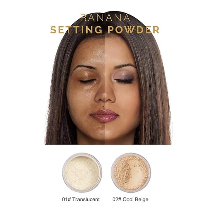 2 Pack PHOERA Setting Powder,Control Oil Brighten Skin Color Cover Blemish Whitening Face Makeup Lasting,Velour Powder Puff (101 Translucent)