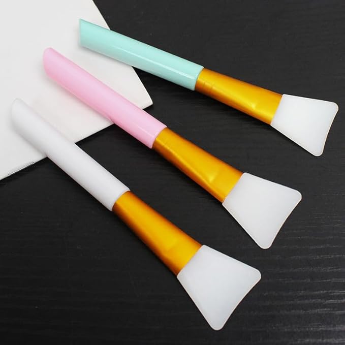 6 Pack Silicone Face Mask Makeup Brushes, Facial Mask Brush Spatulas, Skin Care Beauty Applicator Brush, Soft Cosmetic Mud Clay Gel Cream Powder Mask DIY Extractor Tool, White, Blue, Pink