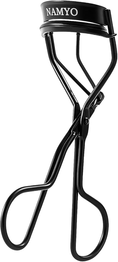 Premium Eyelash Curler Black Edition - Makeup Eyelash Tool with Lasting Lift. Holiday Gift Ready Packaging with Satin Bag. 10 Silicone Refill Pads. Travel Ready. Soft Grip.