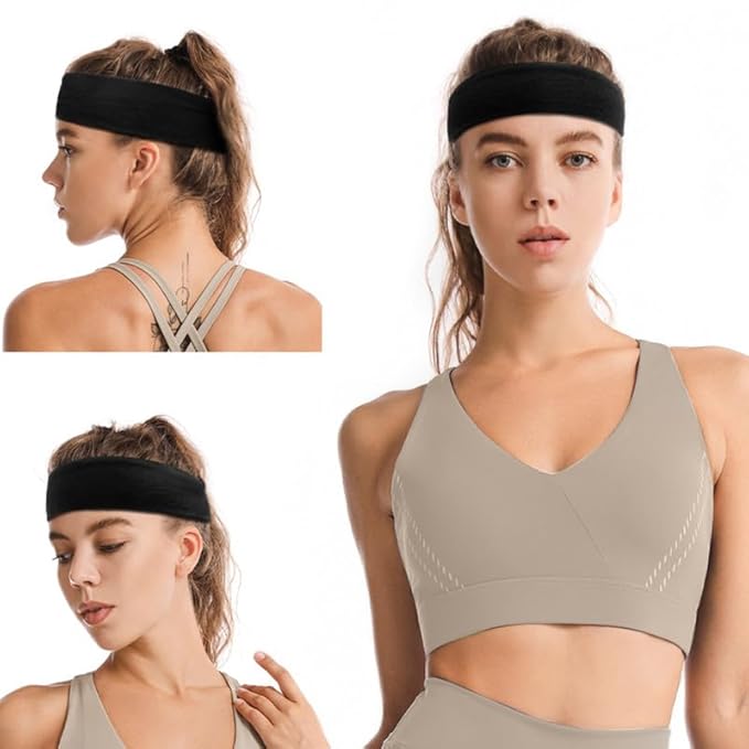 TERSE Headbands for Women Short Hair Elastic Sweatbands Soft Fabric Hair Bands Workout Yoga Running Sport
