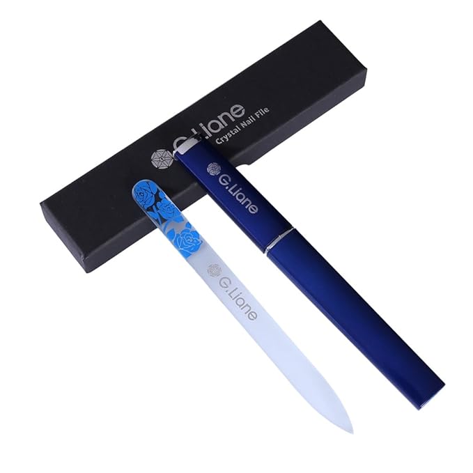 Crystal Nail File Set–Professional Nail File Manicure Pedicure Kit for Natural Nails Acrylic Nails Gels Nails Manicure Tools for Home and Salon(Rose Blue)