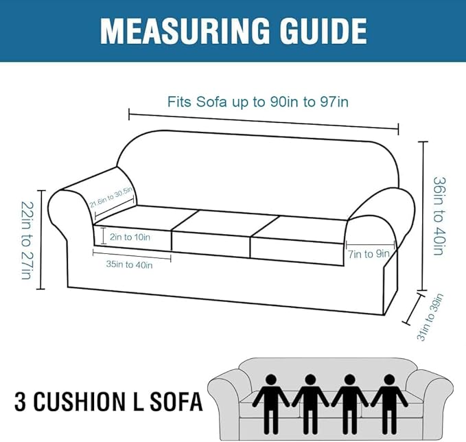 H.VERSAILTEX High Stretch Sofa Slipcover 4 Piece Cover Velvet Furniture Protector Form Fit Thick Velvet Extra Large Sofa Cover for 3 Cushion Couch Width Up to 97 Inch (Large Sofa, Jet Black)