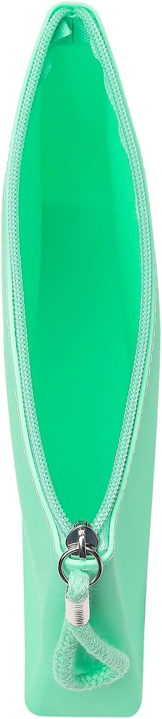Silicone Makeup Bag for Purse Zipper Cosmetic Pouch Makeup Brush Holder Large Makeup Organizer Silicone Travel Pouch for Women (Green)
