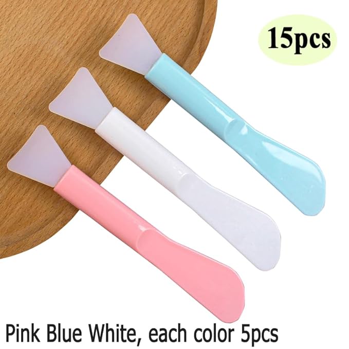 15 Pack Cosmetic Face Maks Spatulas, Reusable Silicone Beauty Brush for Cream, Craft, Gel, Clay, Mud, Makeup Spoon, Multipurpose Applicator Scraper for Mixing, Skincare, Waxing, Facial Mask