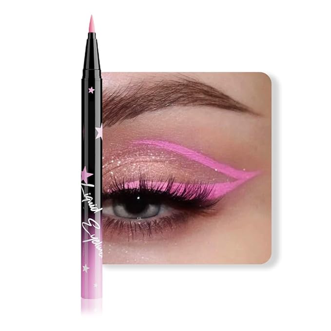 evpct Pink Matte Liquid Eyeliner Waterproof Smudge Proof, Pink Eye Liner Liquid Liner for Face Body Paint, Long-lasting Eyeliner Waterline Thin Quick-dry Eyeliners Pencil Eye Makeup Stay all Day
