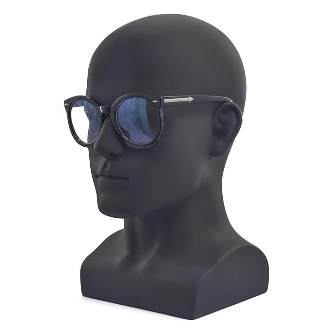 PVC Matte Black Male Mannequin Head Display Head Stand Wig Display Head Model Men Manikin Head Dolls for Display Headset, Headphone, Game Console, Hats, Wigs Jewellery (Matte Black)
