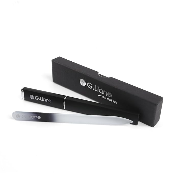 Crystal Nail File–Professional Double Sided Glass Fingernail Files with Case,Manicure for Natural Acrylic Gels Nails,Manicure Tools for Home and Salon(Rainbow Black)