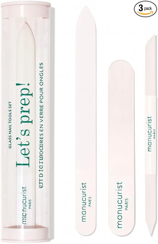 Manucurist Glass Nail Accessory Trio – Exclusive Tube Set with a Glass Nail File, Buffer, and Cuticle Pusher – Nail Care Accessories - Manicure Tools Set - Nail Tools - Gifts for Women